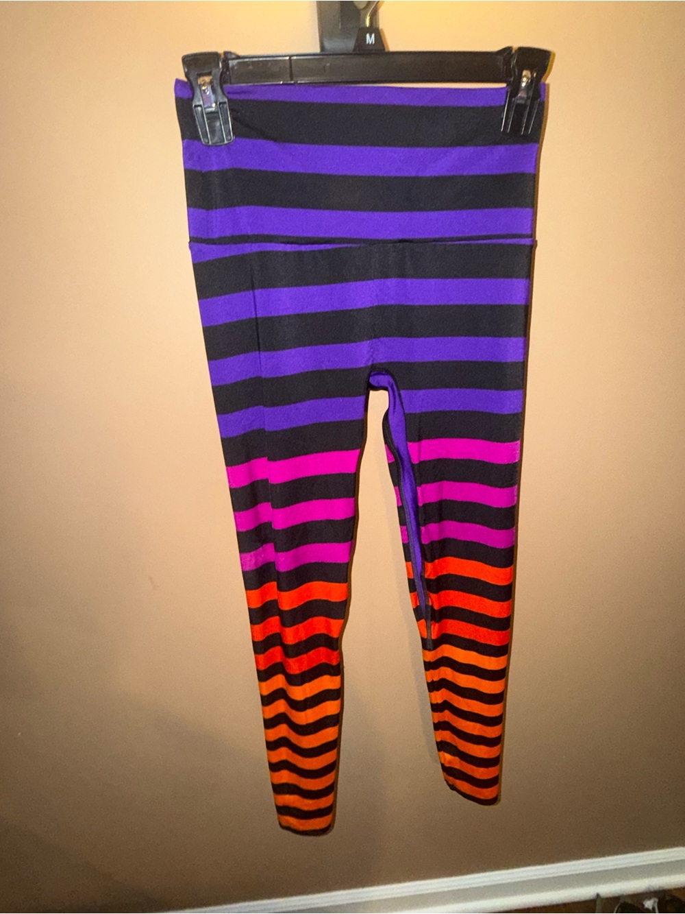K-DEER Striped Leggings in Purple, Pink & Orange